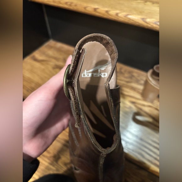 Womens Dansko Nina Brown Leather Slingback Heeled Sandals Size EU 37 US 7 - Picture 3 of 5